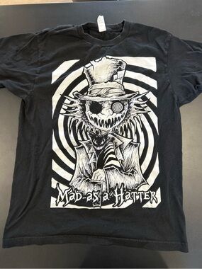 Tultex Black & White Mad as a Hatter Graphic Tee